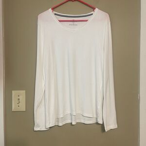 Talbots Women’s White Pima Cotton V Neck Basic Long Sleeve Shirt Petite XL
